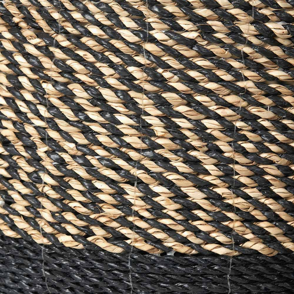 Set of 2 Seagrass Natural & Black Round Handled Baskets